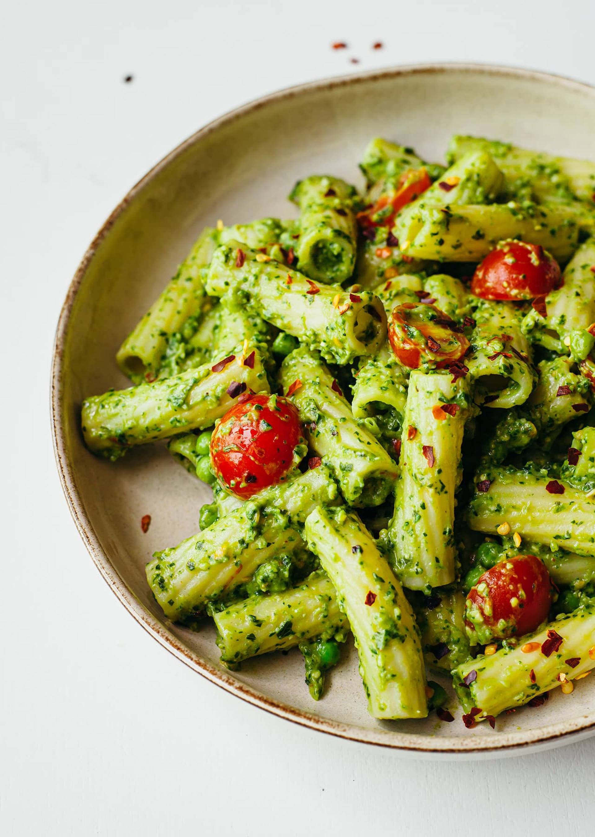 Vegan Pesto Pasta with roasted veggies